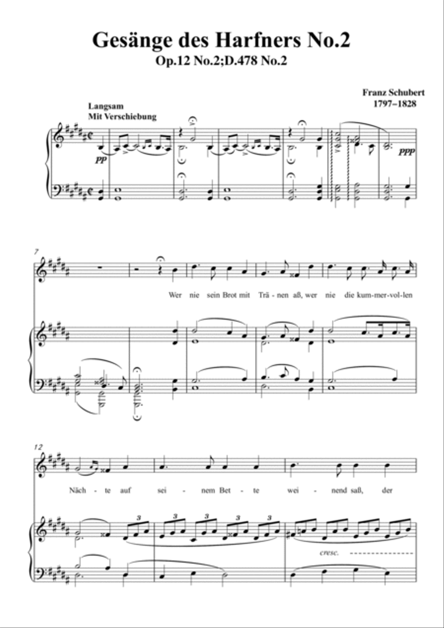 Schubert-Gesänge des Harfners,Op.12 No.2 in #G minor,for Vocal and Piano Voice scores gallery preview page 2