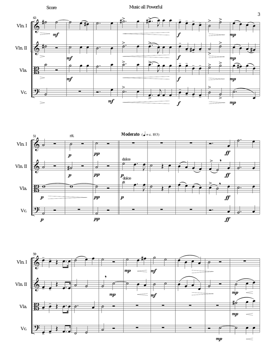 Music all powerful for string quartet String Quartet scores gallery preview page 3