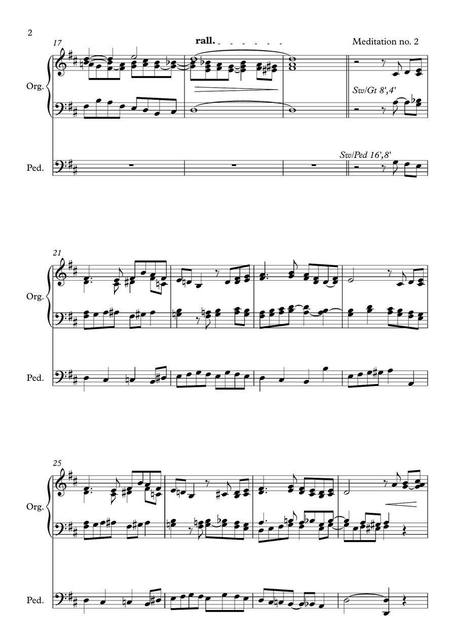 Danny Boy (Londonderry Air), Three Meditations for Organ Organ Solo scores gallery preview page 2