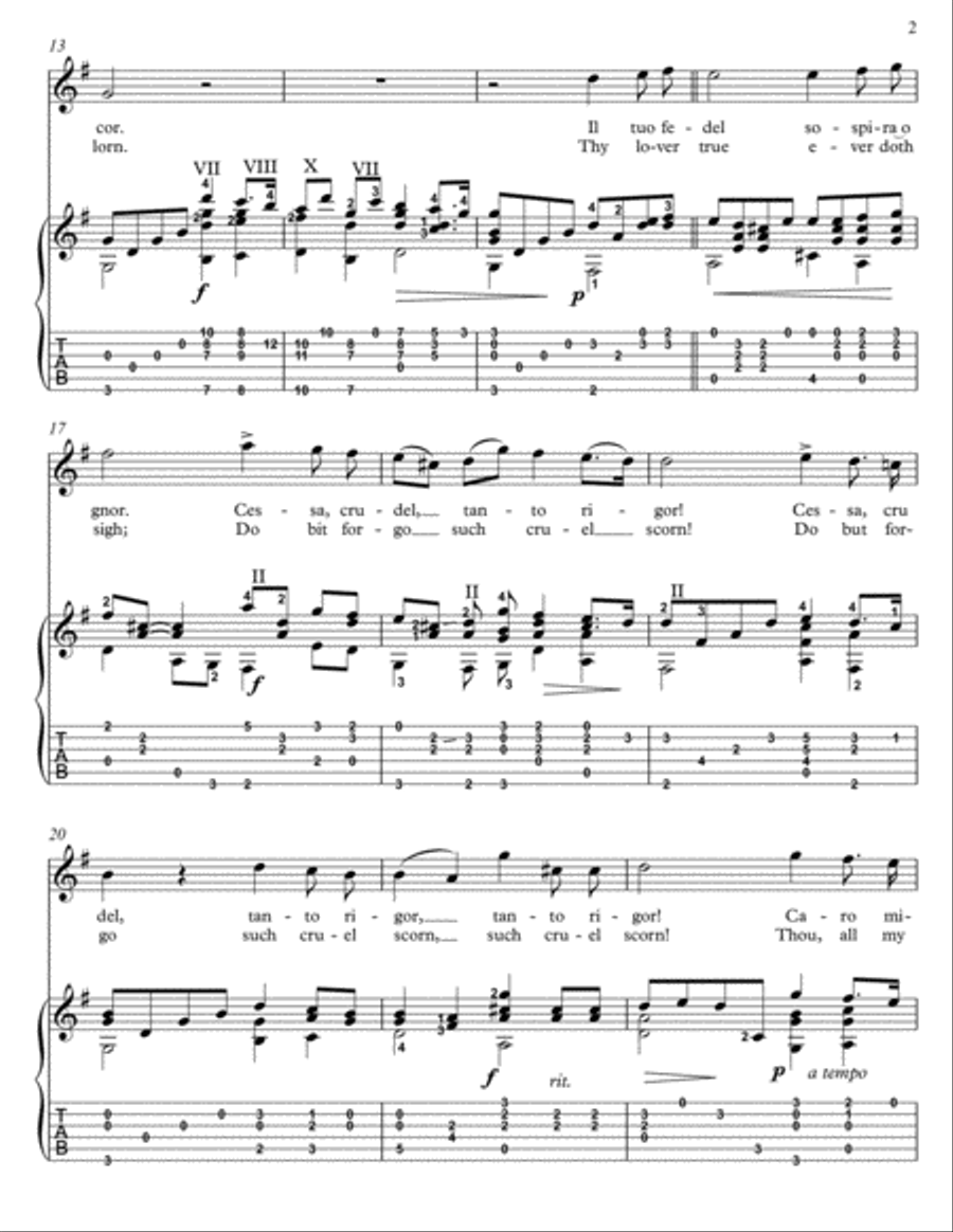 Caro Mio Ben guitar fingerstyle Acoustic Guitar scores gallery preview page 2