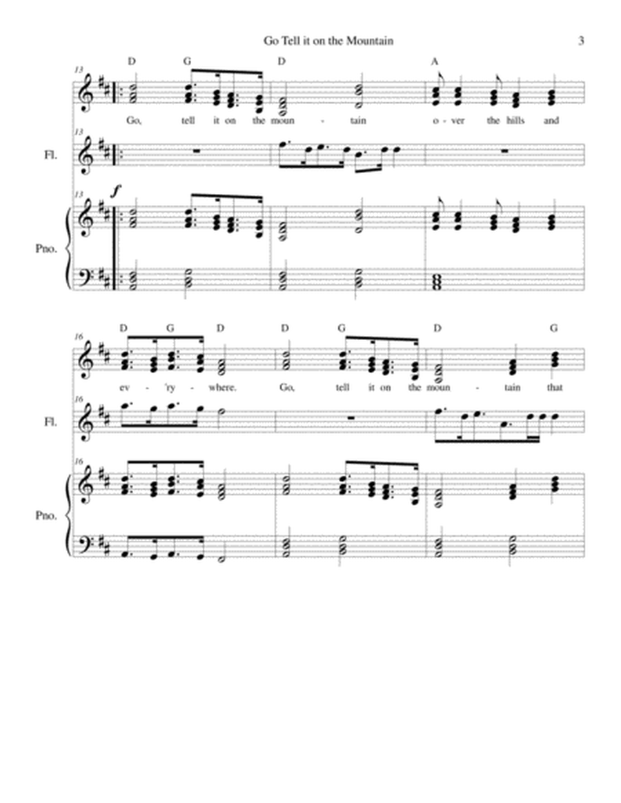 Go Tell it on the Mountain - Vocal trio, flute and piano image number null