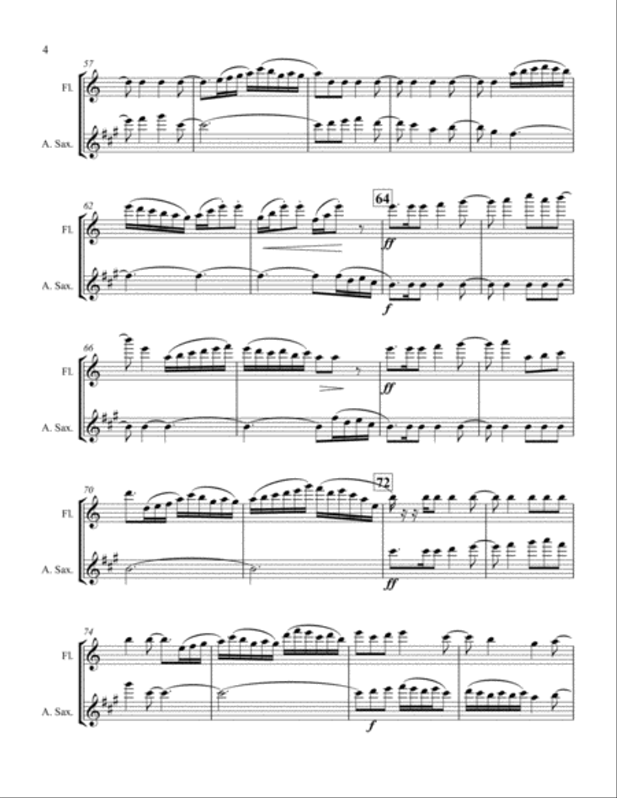Celebration of Flight for Flute and Alto Saxophone Woodwind Ensemble scores gallery preview page 4