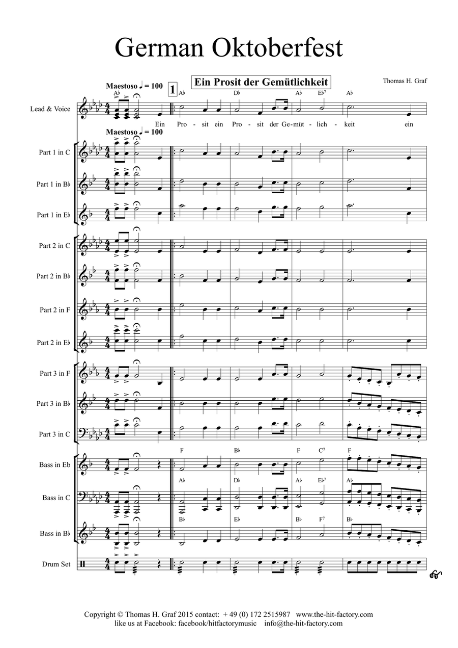 German Octoberfest - 10 Famous German Songs - Multiplay Concert Band scores gallery preview page 1