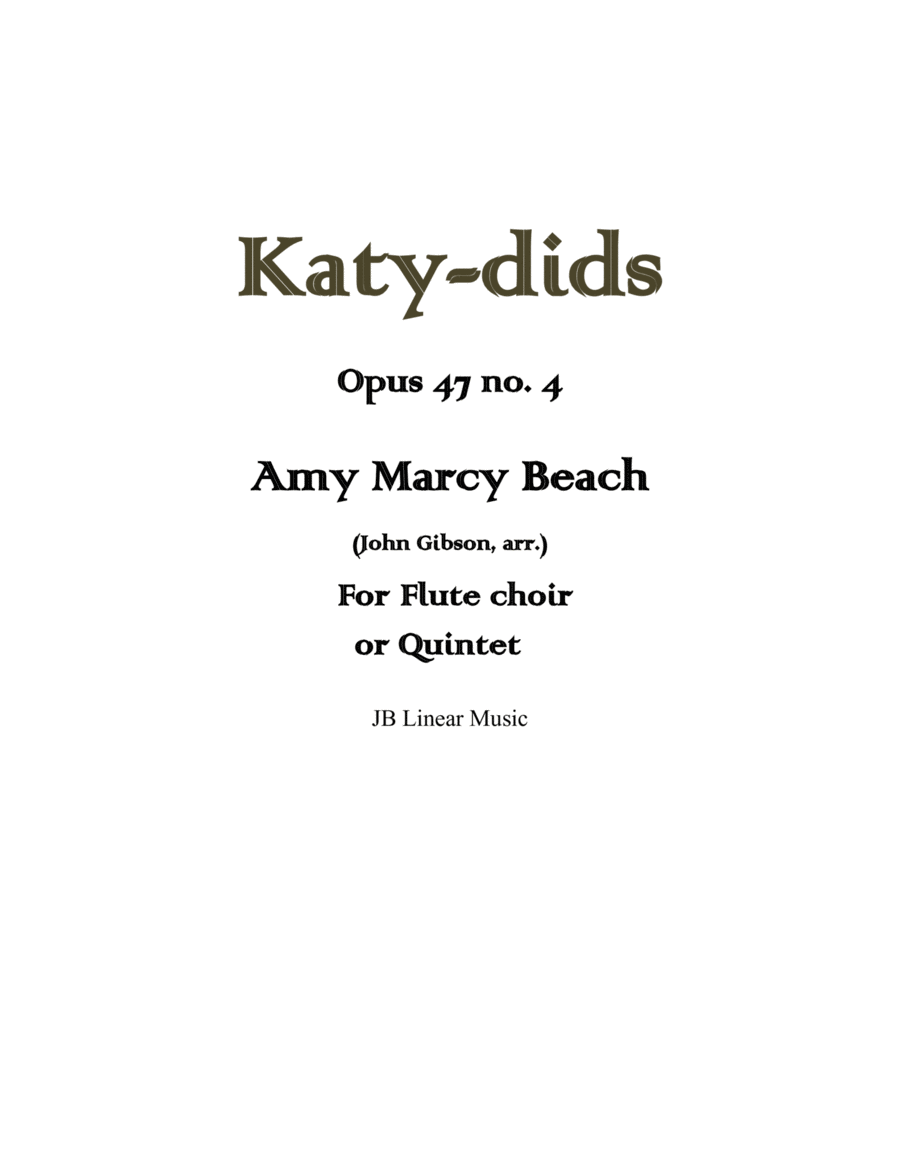 Amy Beach - Katy dids set for flute choir or quintet image number null