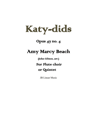 Book cover for Amy Beach - Katy dids set for flute choir or quintet