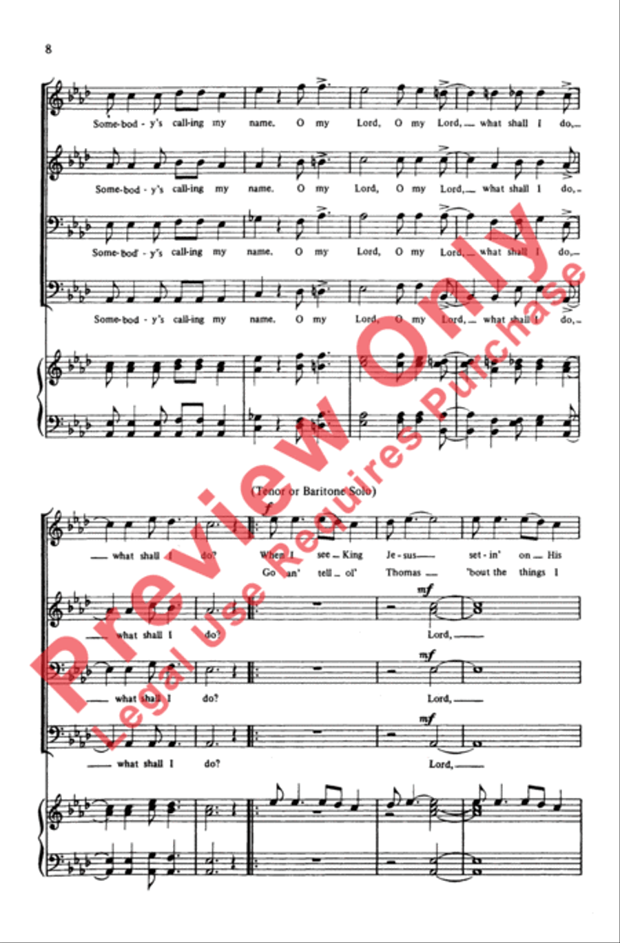 Somebody's Calling My Name Men's Choir scores gallery preview page 7