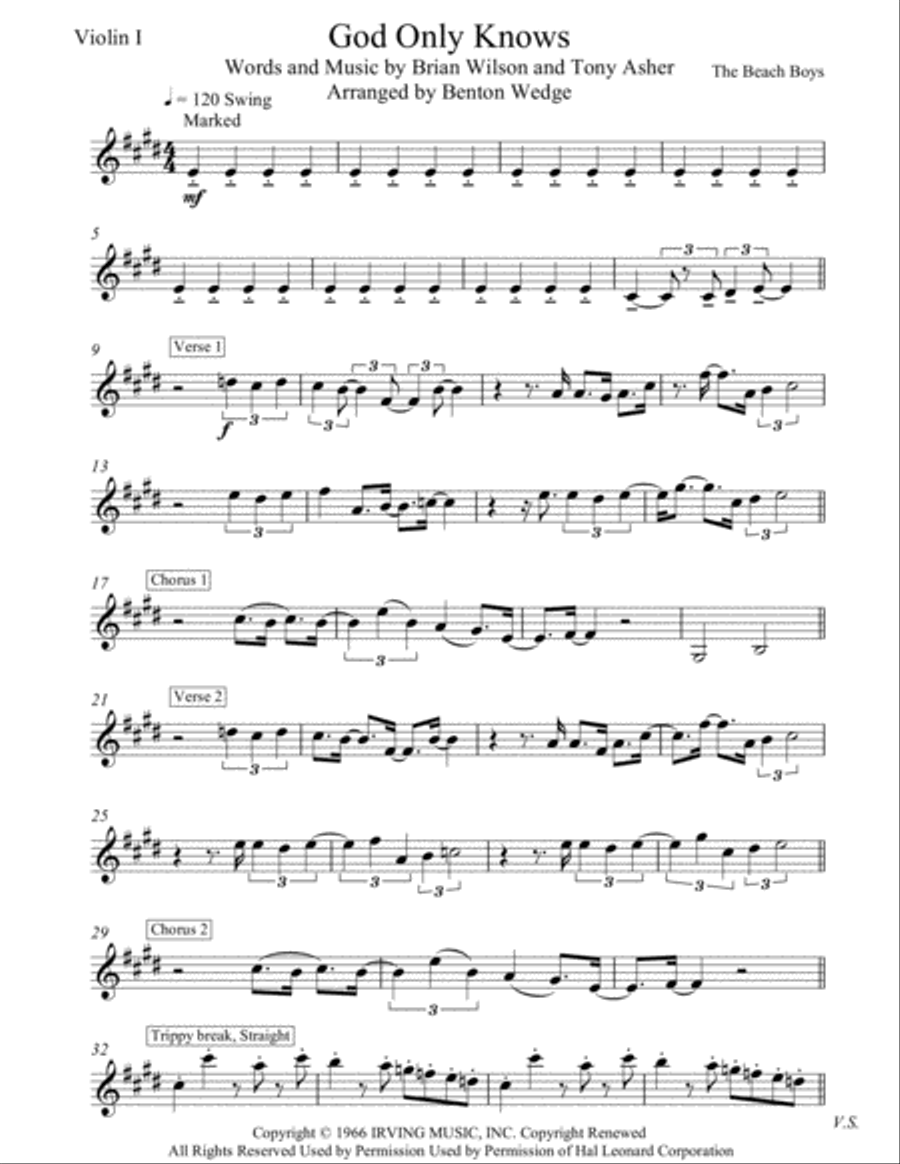 God Only Knows String Quartet scores gallery preview page 1