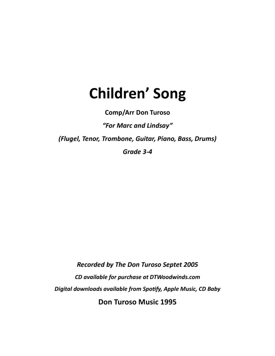 Children's Song Jazz Ensemble scores gallery preview page 1
