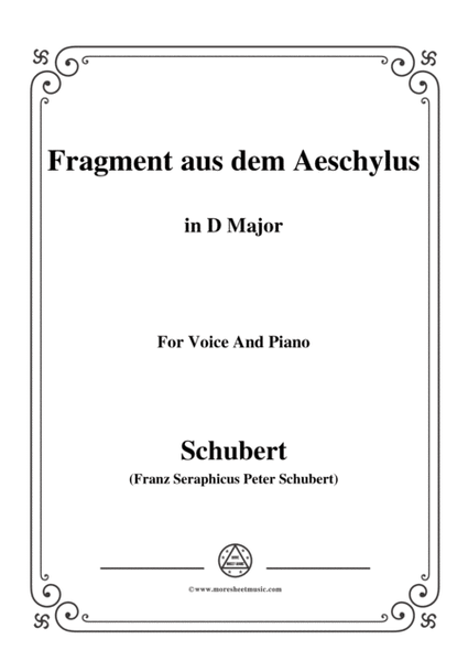 Schubert-Fragment aus dem Aeschylus,in D Major,for Voice&Piano image number null