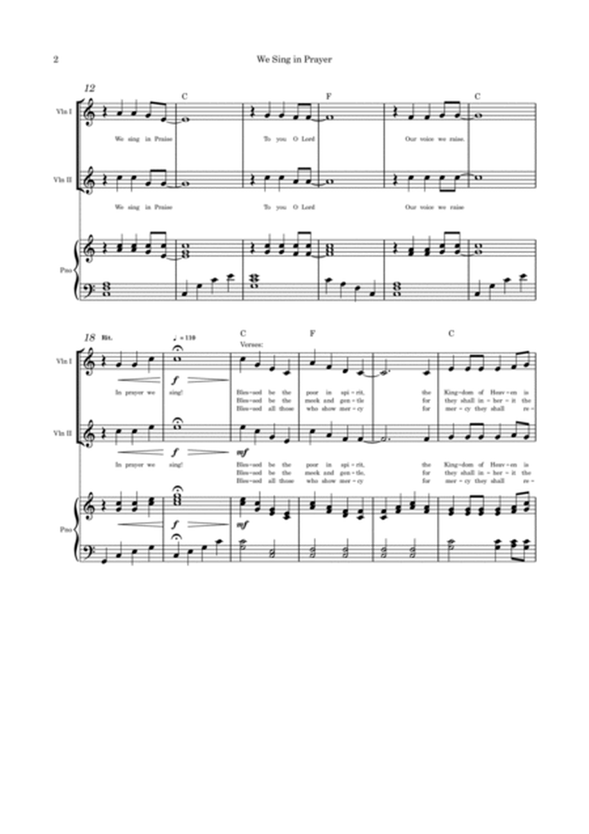 We Sing in Prayer - Violin Duet/Trio and Piano image number null