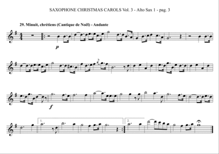 SAXOPHONE CHRISTMAS CAROLS vol. 3 - 13 world famous French Carols for Sax Quartet (SATB or AATB) Saxophone Quartet scores gallery preview page 3