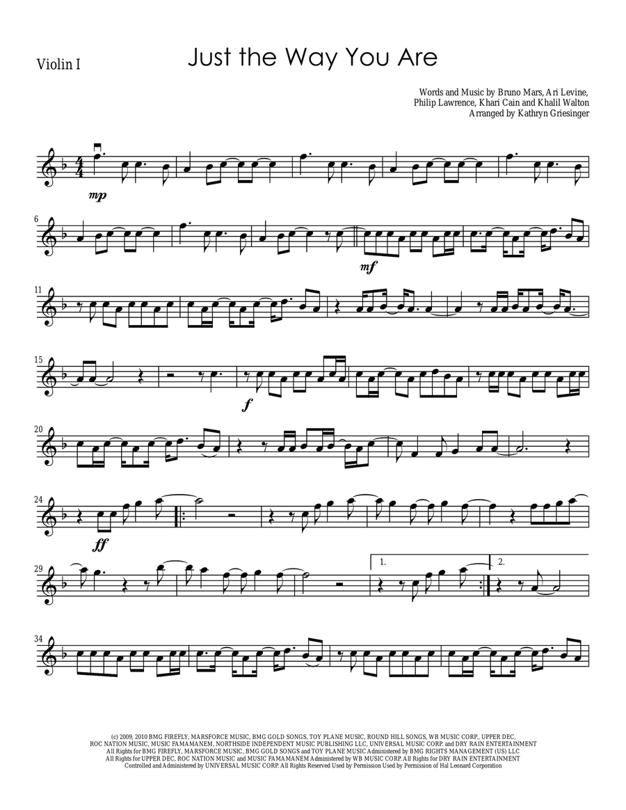 Just The Way You Are String Quartet scores gallery preview page 1