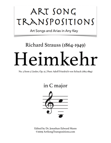 STRAUSS: Heimkehr, Op. 15 no. 5 (transposed to C major)