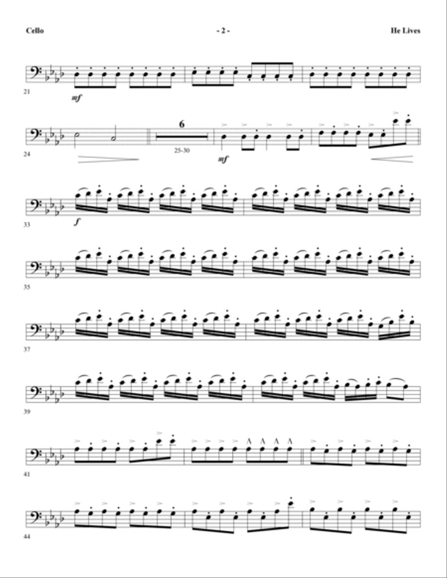 He Lives - Cello Choir scores gallery preview page 2