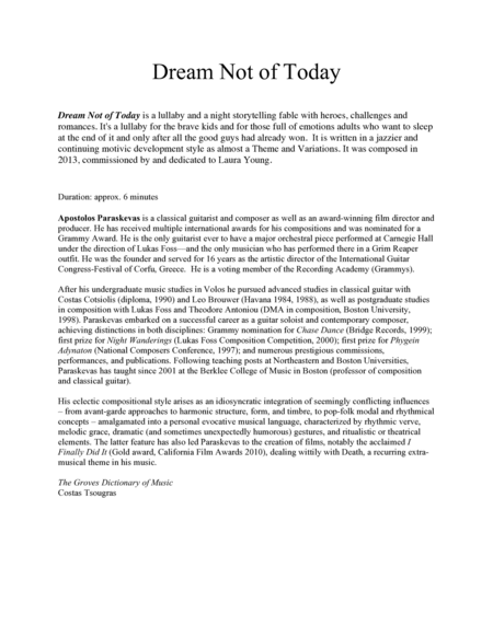 Dream Not of Today image number null