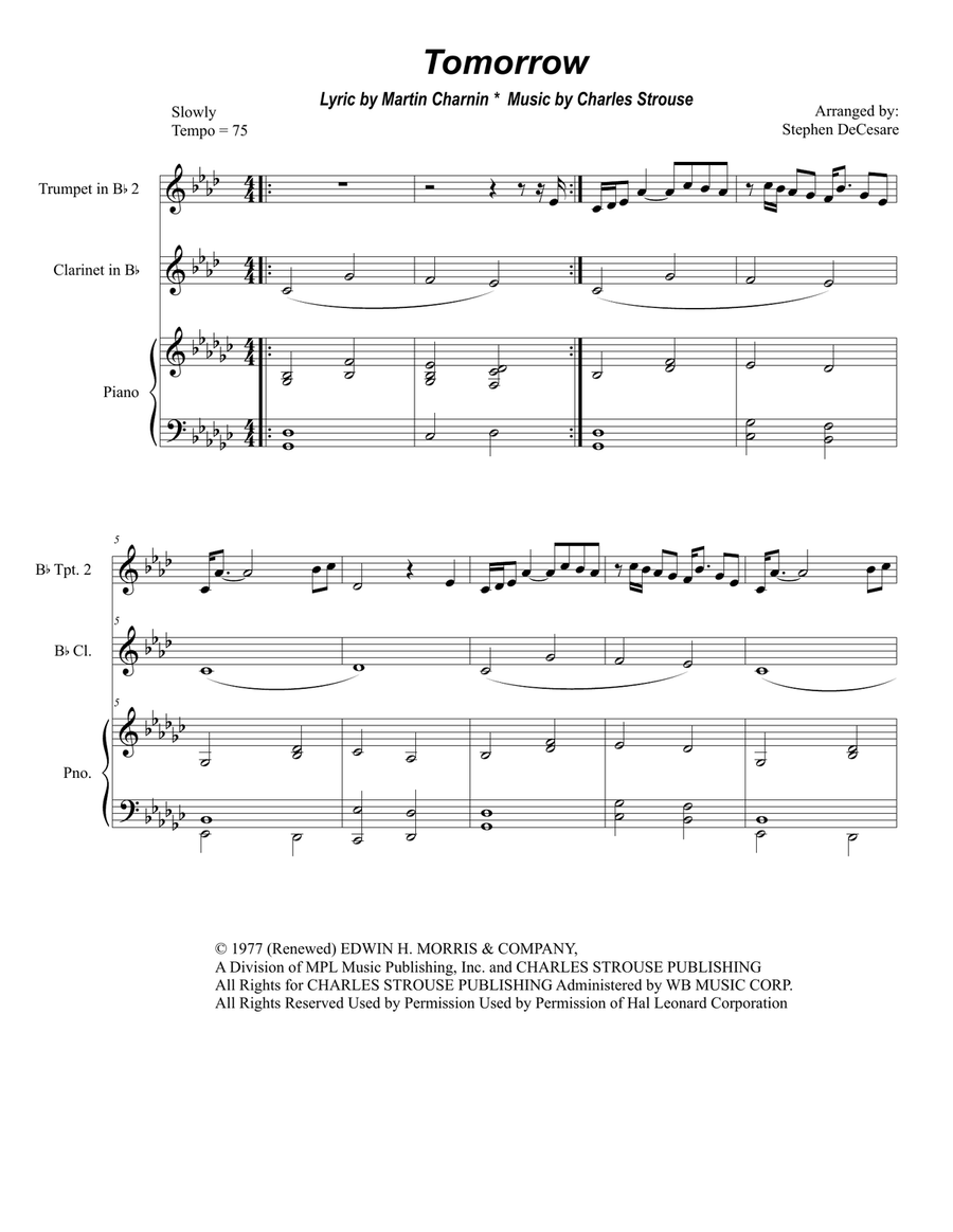 Tomorrow Trumpet Duet scores gallery preview page 1