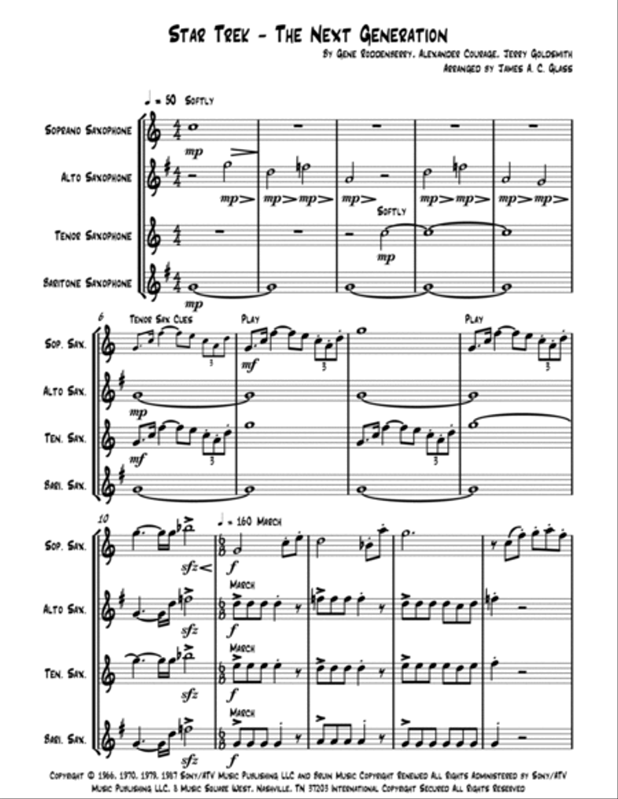 Star Trek - The Next Generation(r) Saxophone Quartet scores gallery preview page 2