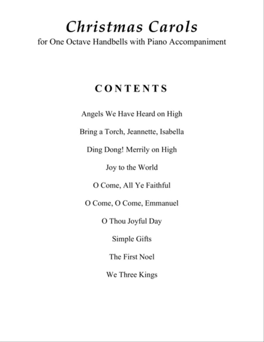 Christmas Carols (A Collection of 10 Color-Coded Arrangements for One Octave Handbells with Piano) Handbell Choir scores gallery preview page 2