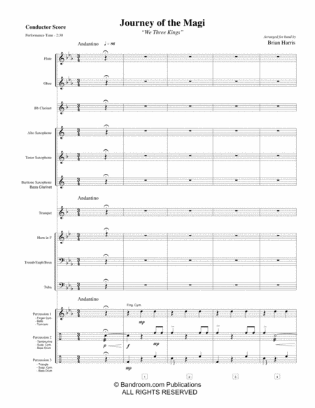 JOURNEY OF THE MAGI ("We Three Kings") - young concert band, easy - score, parts & license to copy)