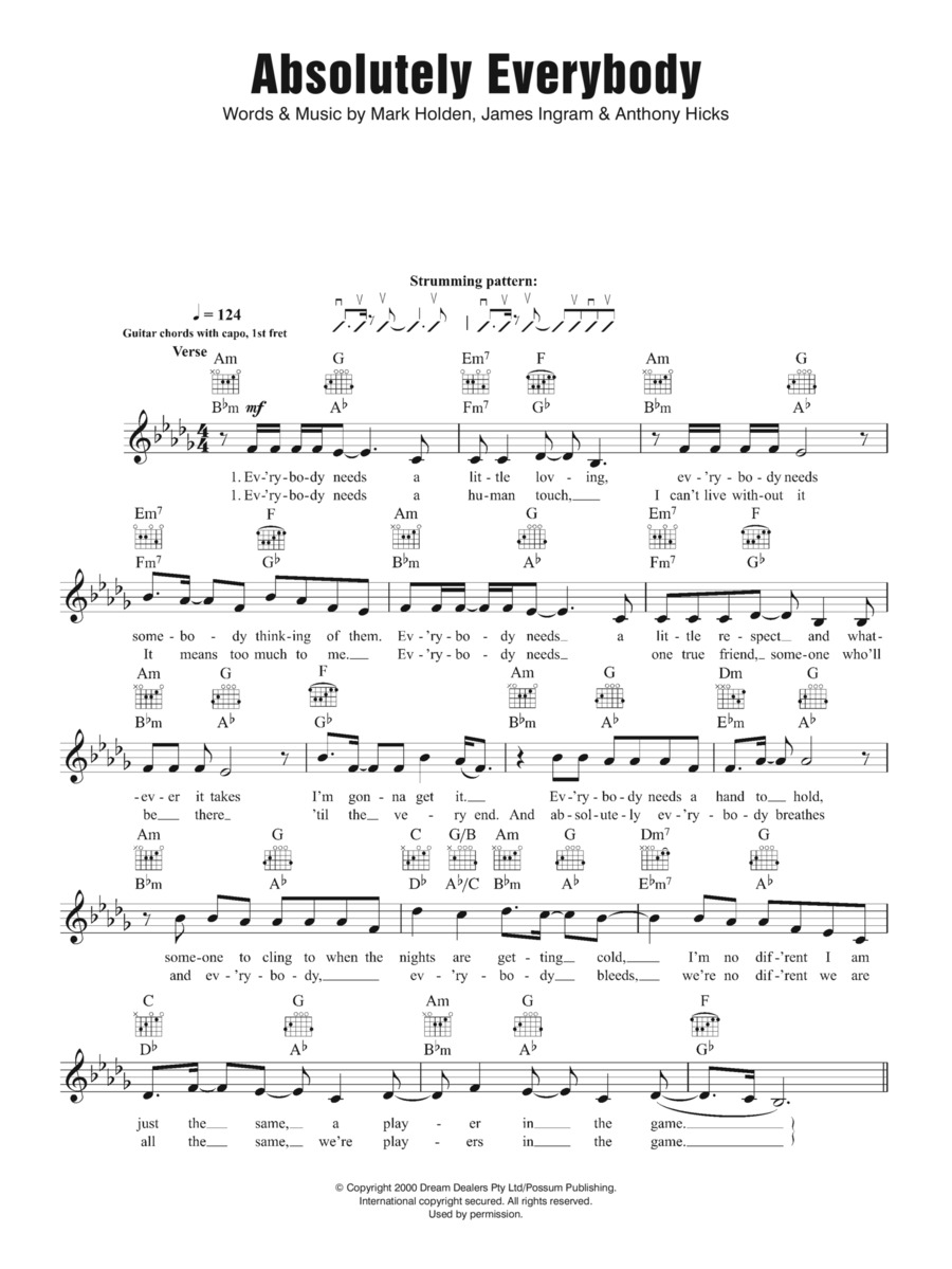 Absolutely Everybody Piano scores gallery preview page 1