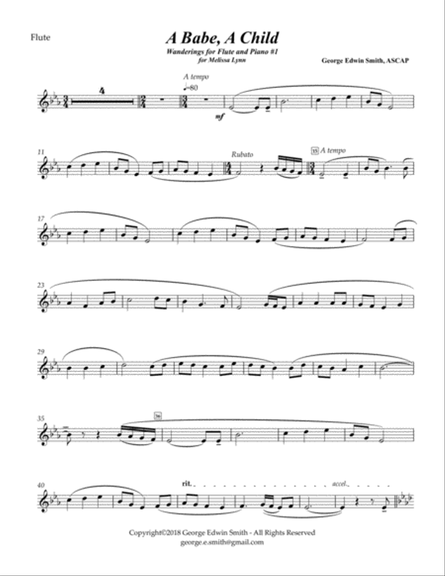 A Babe, A Child - Flute part Flute Solo scores gallery preview page 1