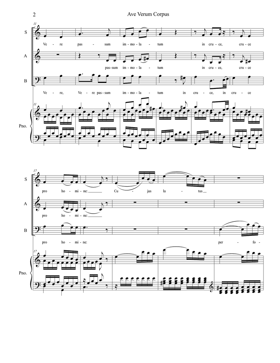 Ave Verum Corpus (SAB) Ave Verum Corpus (SAB) 3-Part scores gallery preview page 2