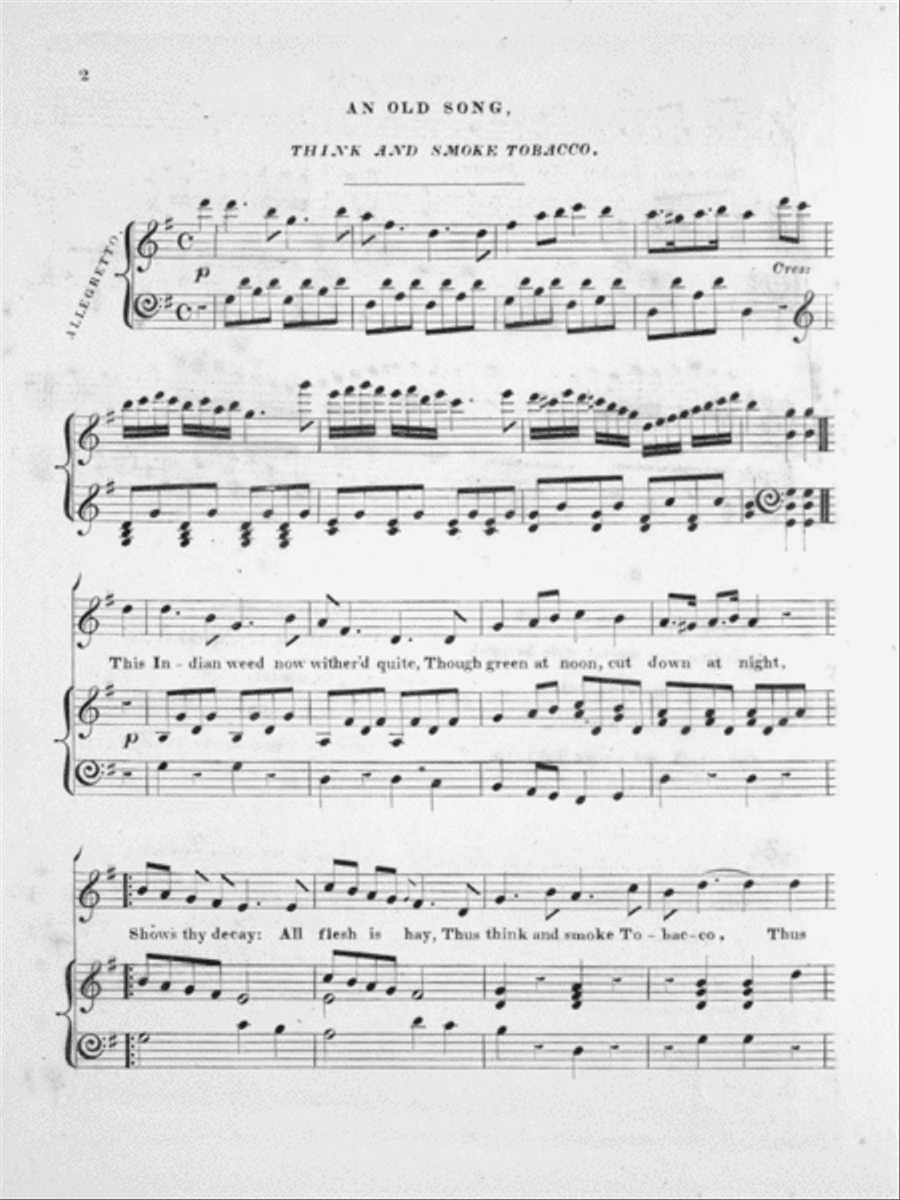 Think and Smoke Tobacco. A Favorite Old Song on Mortality Voice scores gallery preview page 2