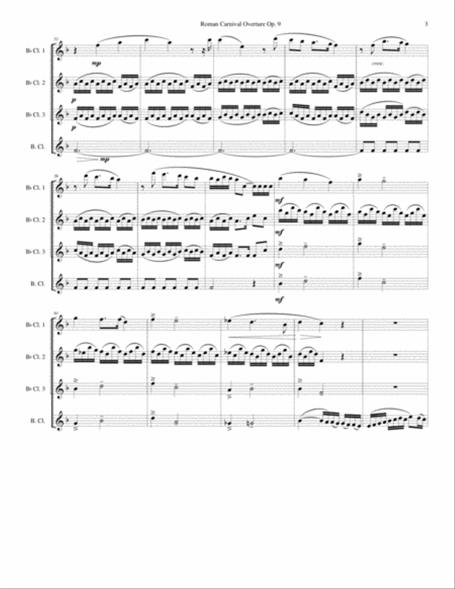 Berlioz - Roman Carnival - Clarinet Quartet Clarinet Quartet scores gallery preview page 3