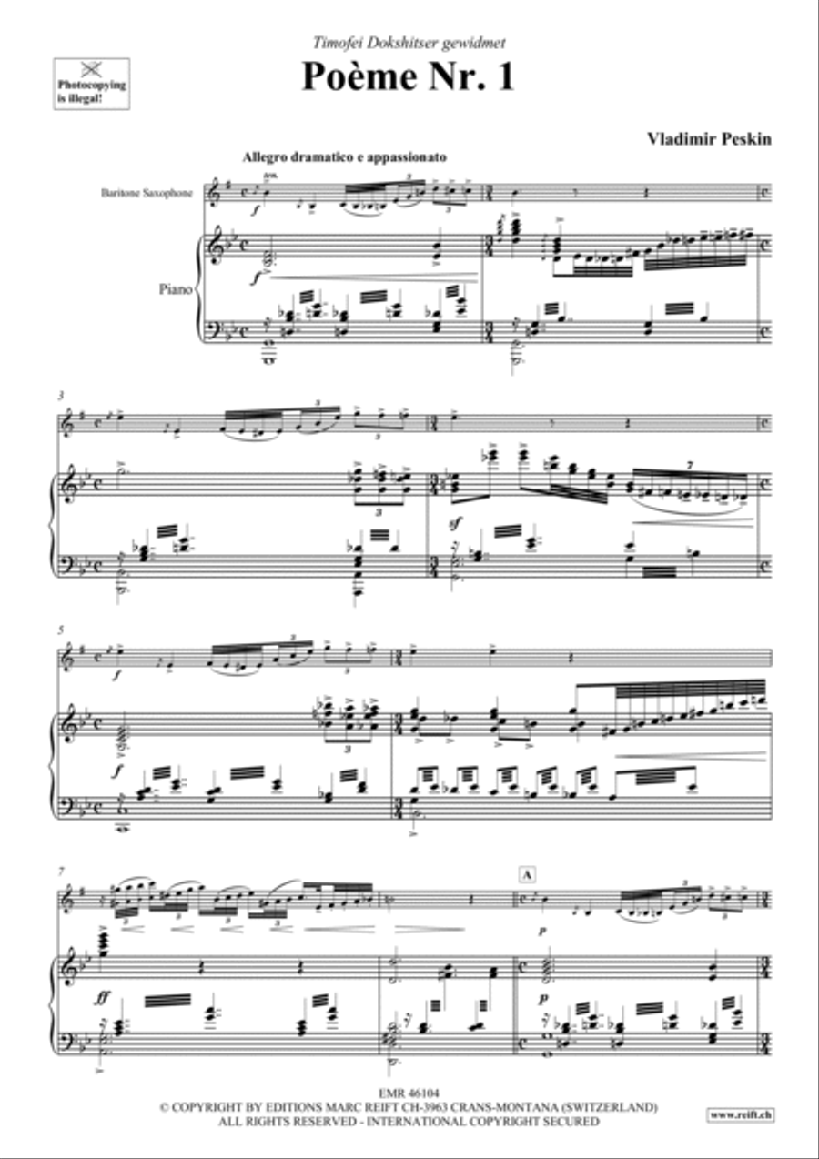 Poeme No. 1 Baritone Saxophone scores gallery preview page 4