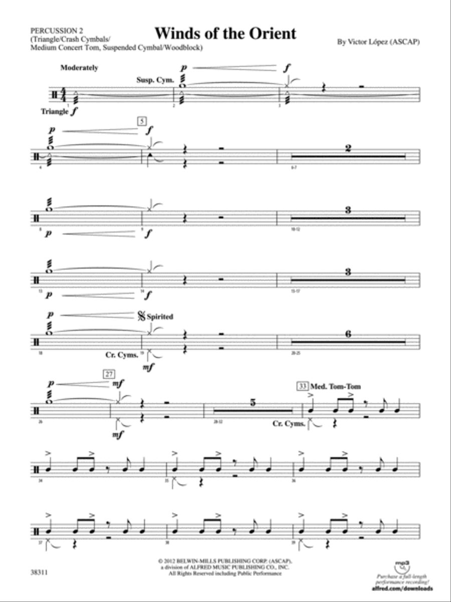Winds of the Orient: 2nd Percussion Concert Band scores gallery preview page 1