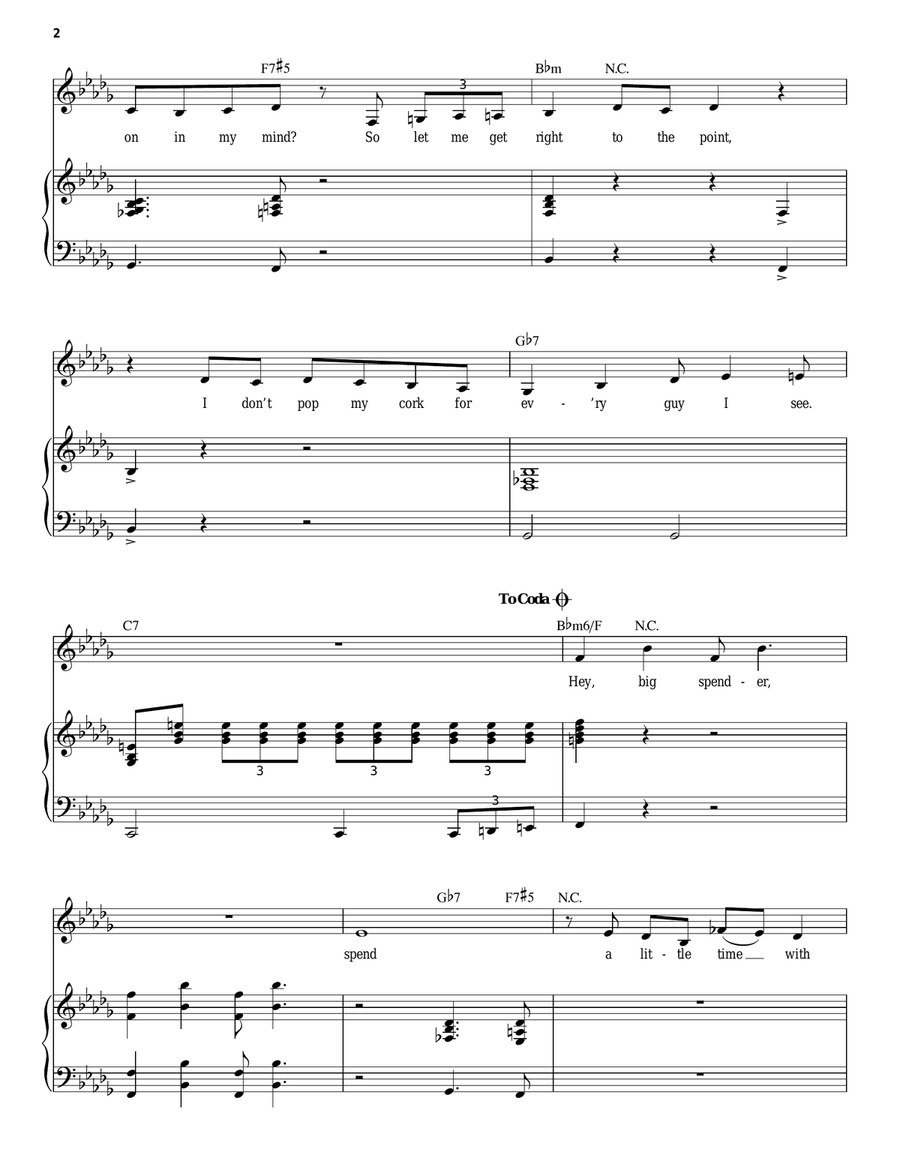 Big Spender Big Spender Piano, Vocal scores gallery preview page 2