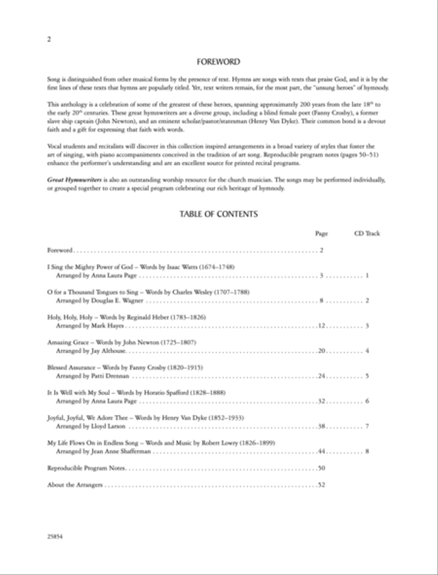 Great Hymn Writers (Portraits in Song) - Medium High High Voice scores gallery preview page 3