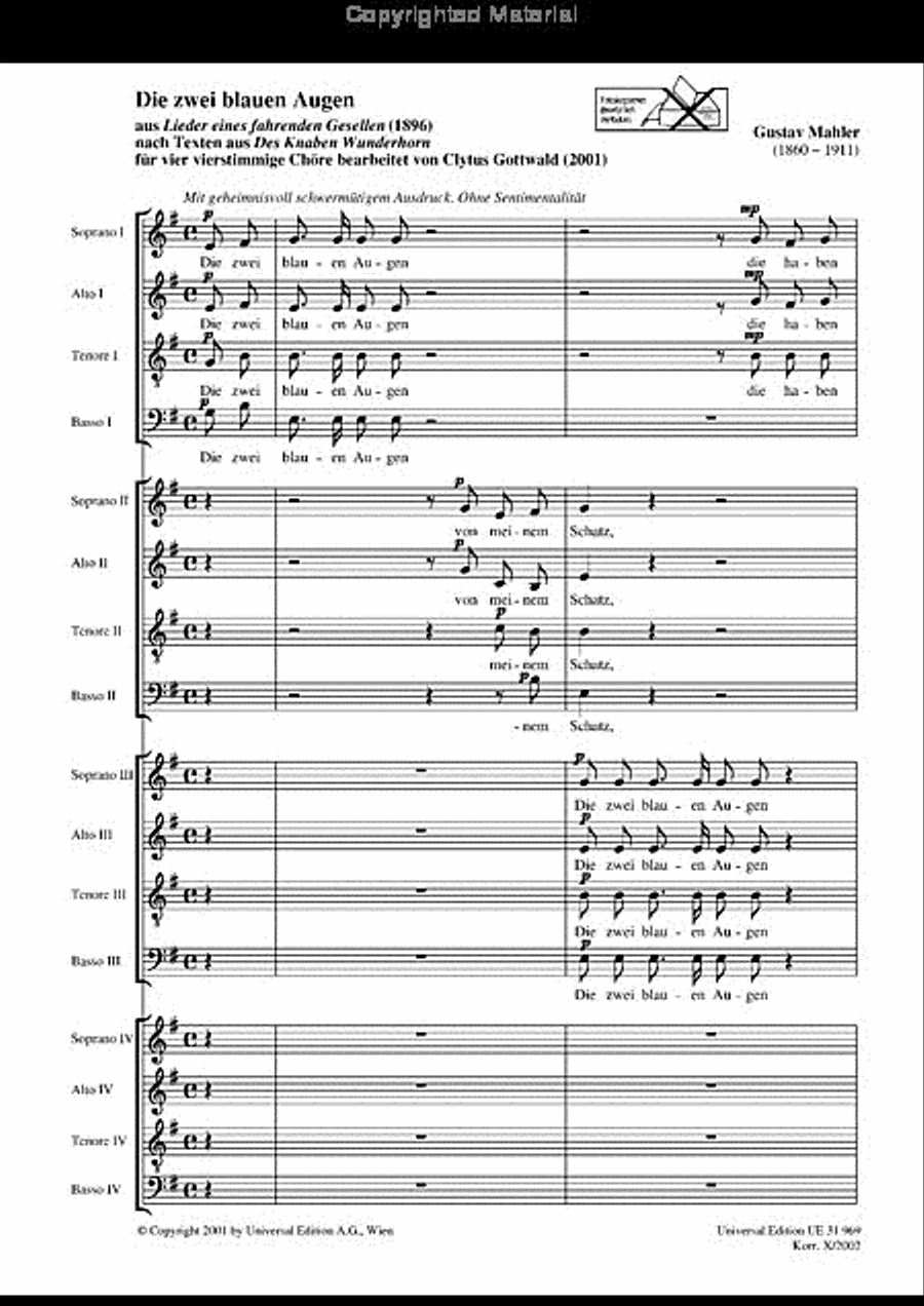 Die Zwei Blauen Augen Die Zwei Blauen Augen 4-Part scores gallery preview page 2