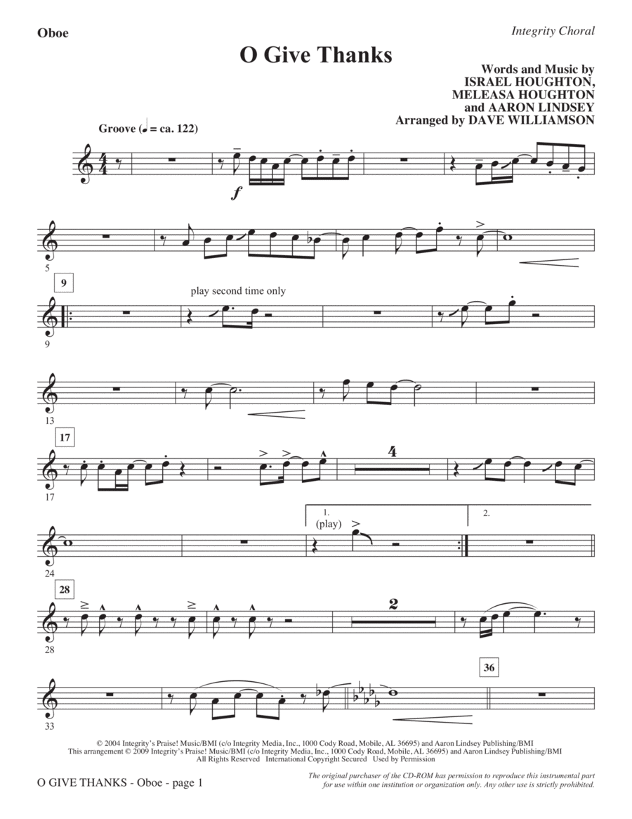 O Give Thanks - Oboe O Give Thanks - Oboe Choir scores gallery preview page 1