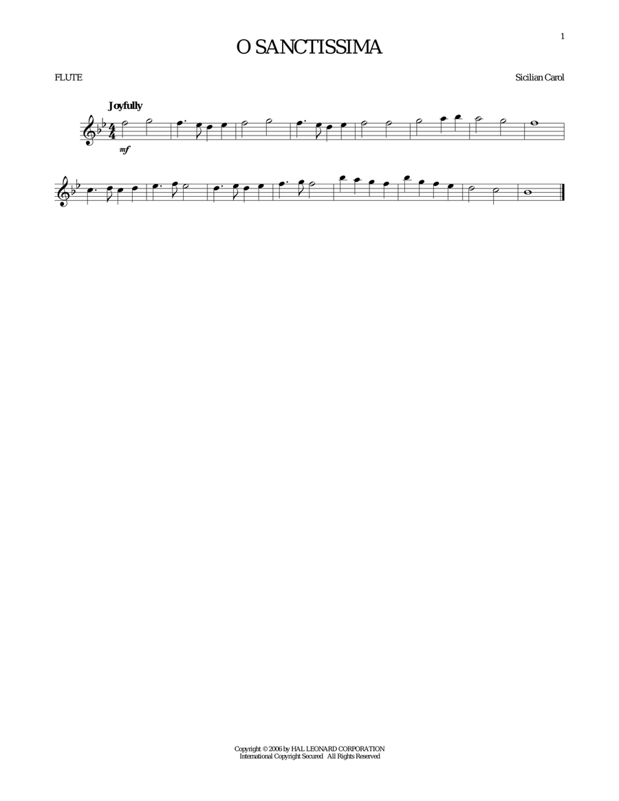 O Sanctissima Flute Solo scores gallery preview page 1