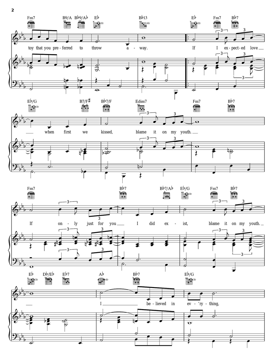 Blame It On My Youth Piano, Vocal, Guitar scores gallery preview page 2