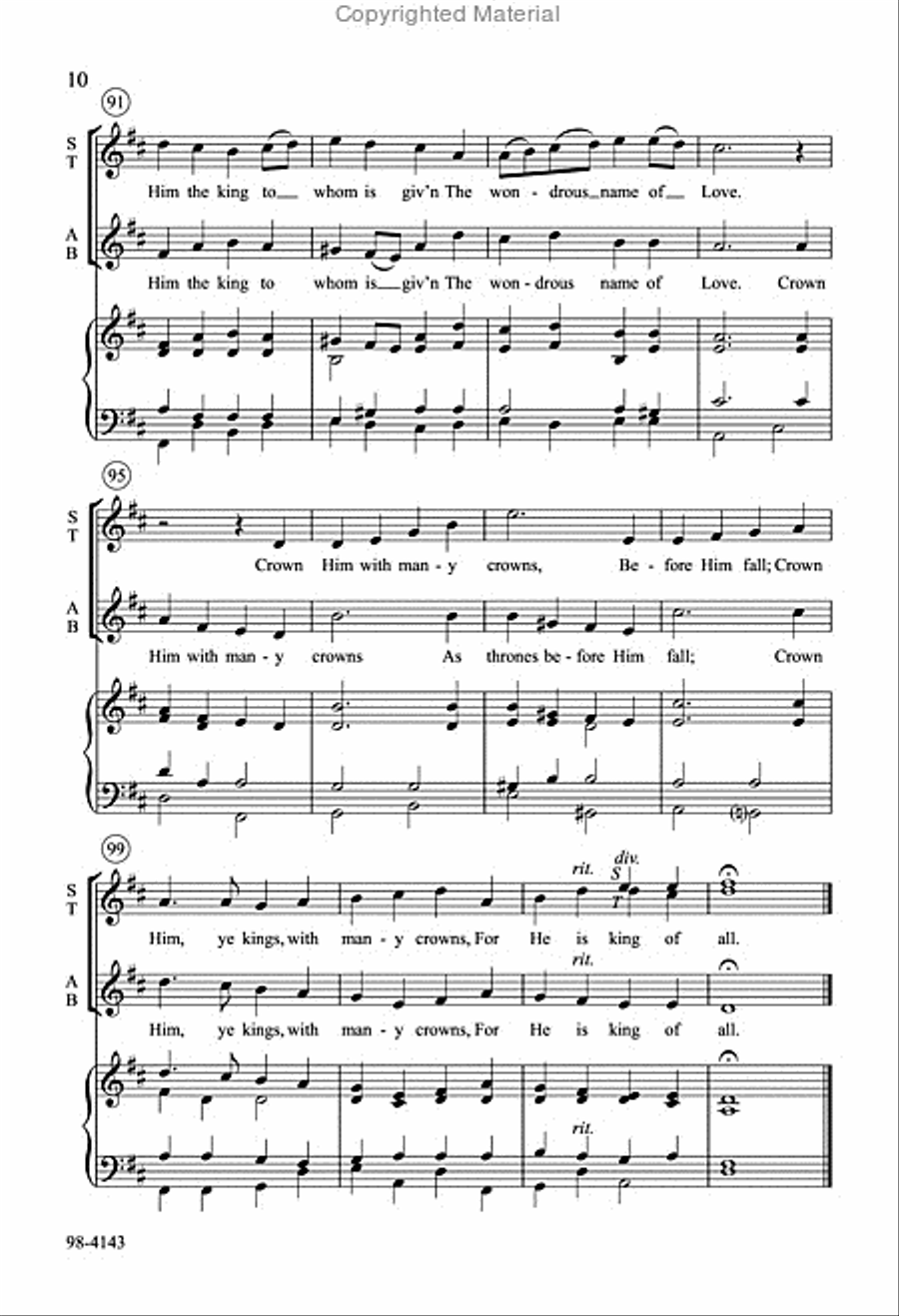 Crown Him with Many Crowns (Behnke) 4-Part scores gallery preview page 9