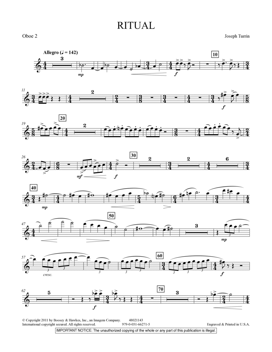 Ritual - Oboe 2 Concert Band scores gallery preview page 1