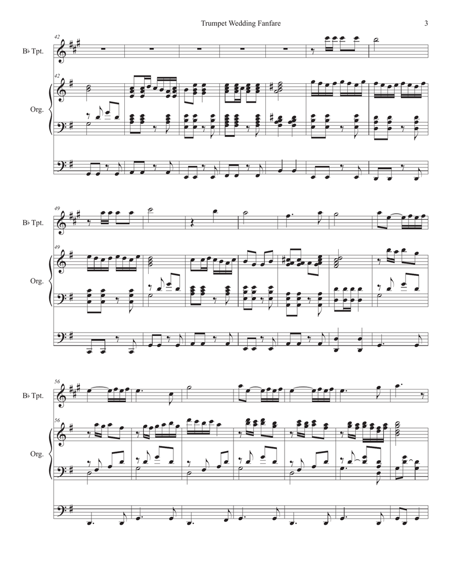 Trumpet Wedding Fanfare B-Flat Trumpet scores gallery preview page 3