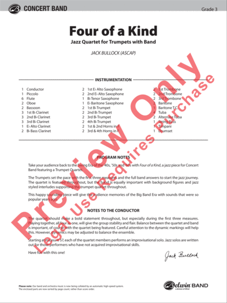 Four of a Kind Four of a Kind Concert Band scores gallery preview page 2