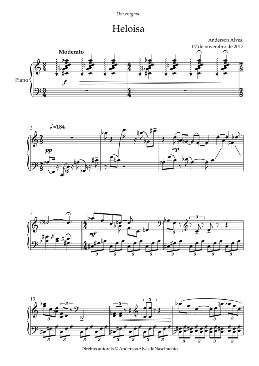 Heloisa Piano Solo scores gallery preview page 1