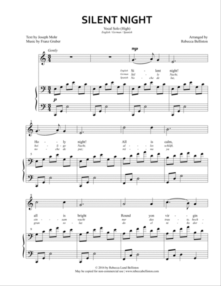 Silent Night (Vocal Solo - High) High Voice scores gallery preview page 2