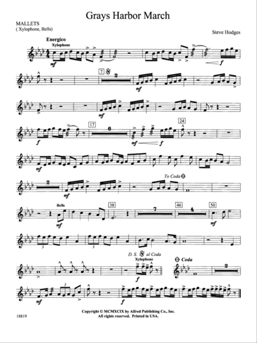 Grays Harbor March: Mallets Concert Band scores gallery preview page 1