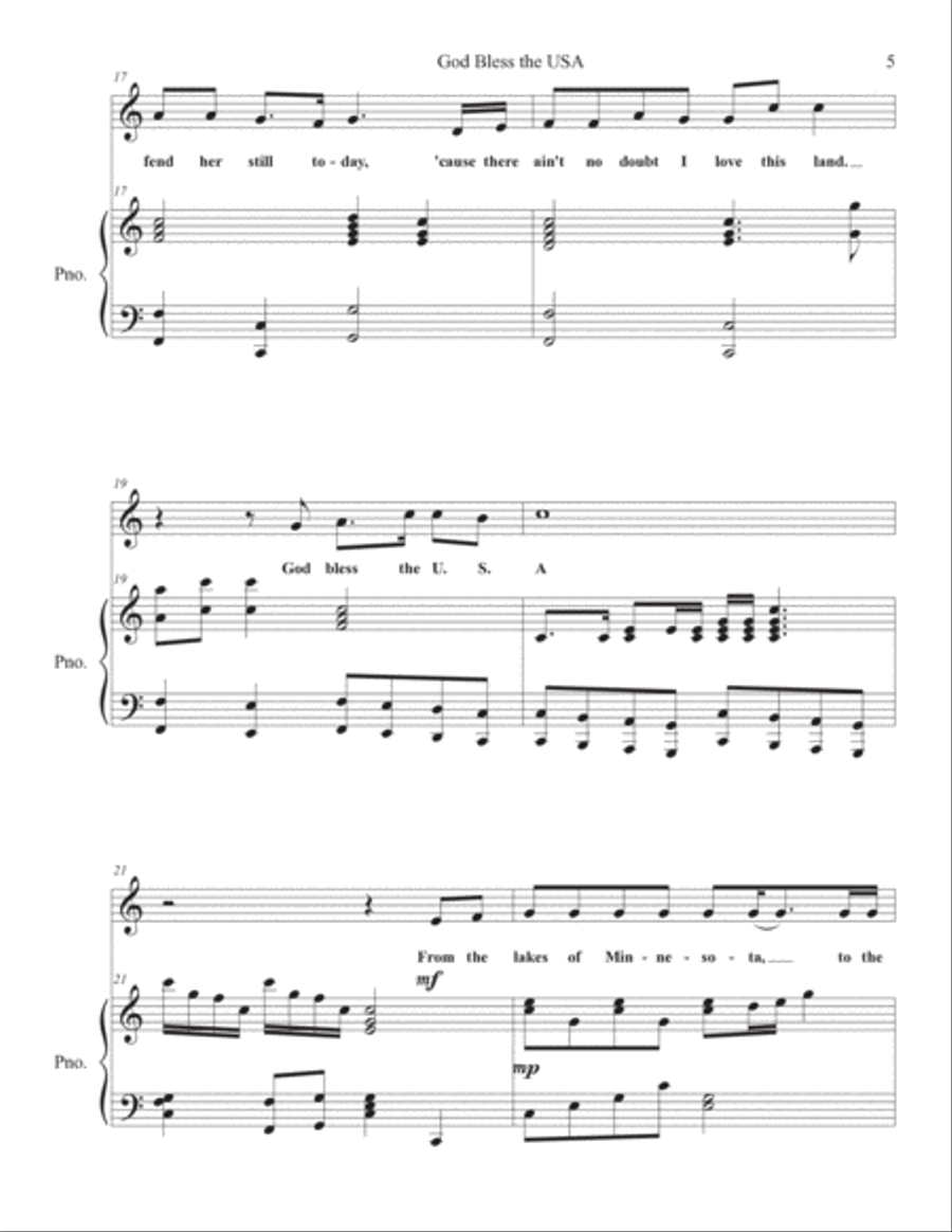 God Bless The U.s.a. High Voice scores gallery preview page 5