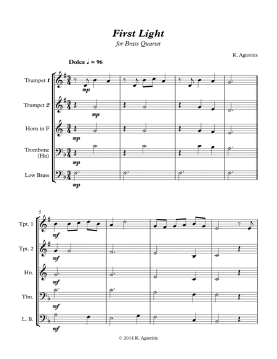 First Light - for Brass Quartet Brass Quartet scores gallery preview page 3
