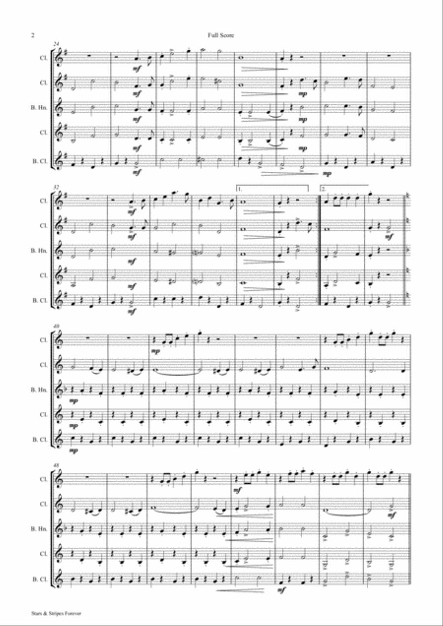 Stars and Stripes forever - Sousa - Clarinet Quartet Clarinet Quartet scores gallery preview page 3