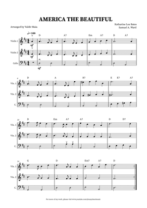 America The Beautiful - String Trio (+CHORDS)