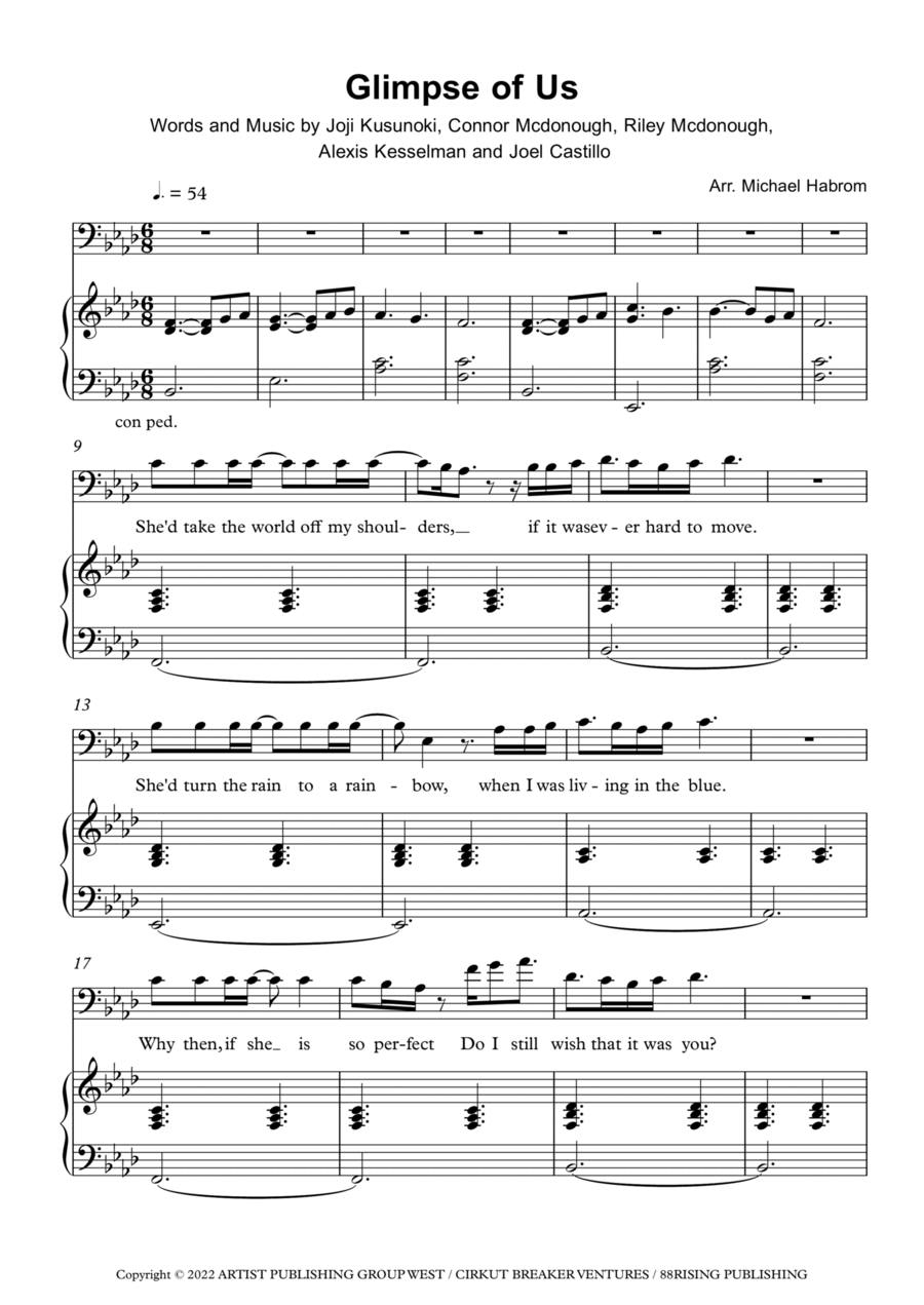 Glimpse Of Us Piano scores gallery preview page 1