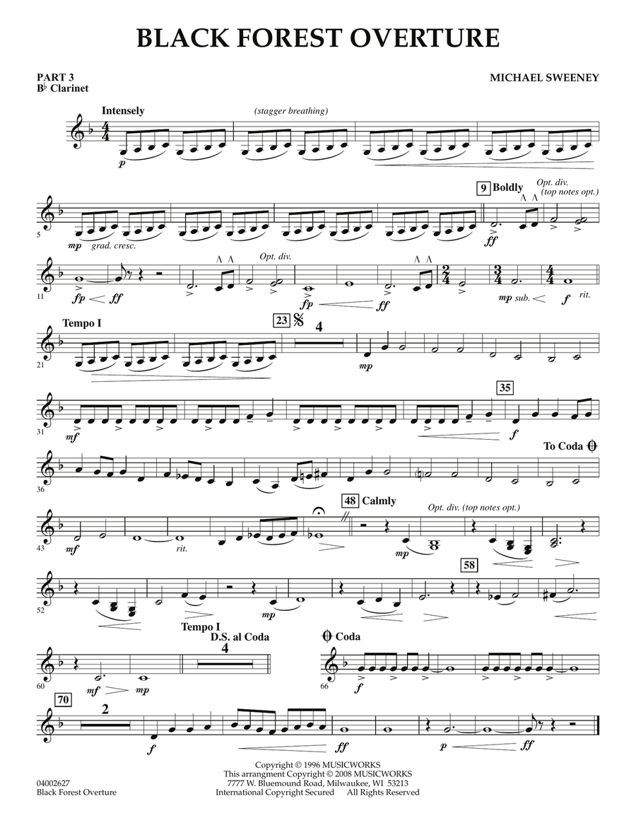 Black Forest Overture - Pt.3 - Bb Clarinet Concert Band scores gallery preview page 1