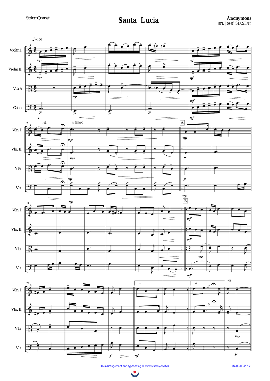 Santa Lucia String Quartet scores gallery preview page 1